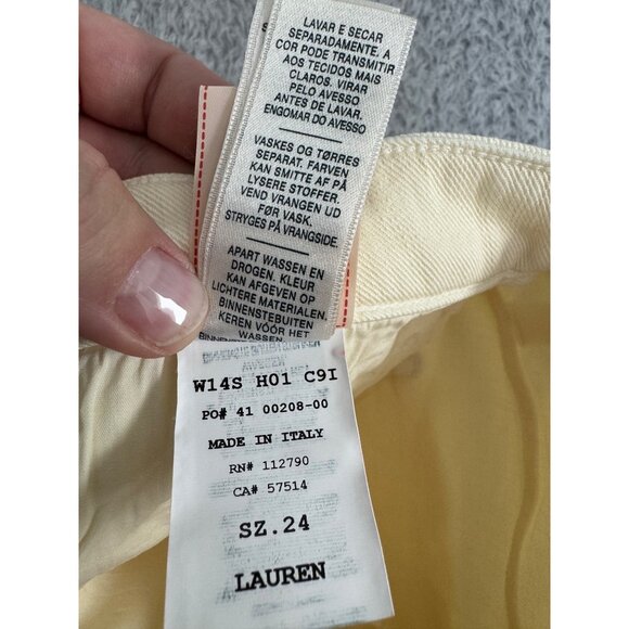 True Religion Womens Pale Yellow Denim Shorts NWT Size 24 Made In Italy - Picture 7 of 16